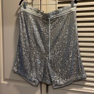 Free People Silver Sequin Shorts - Size Large